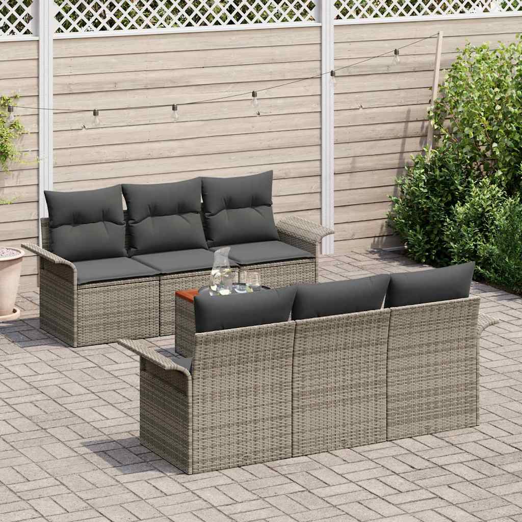 Garten-Sofa-Set mit Kissen 7 pcs Grau 55 x 55 x 37 cm